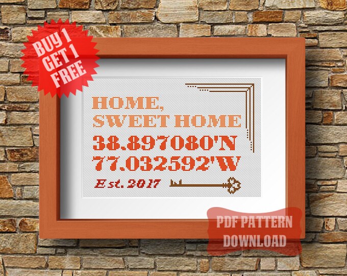 Home Sweet Home Cross Stitch Pattern Customizable Housewarming - Etsy
