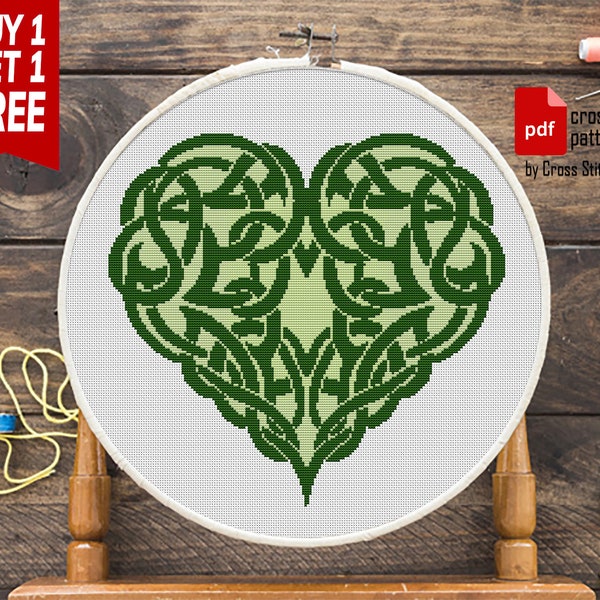 Celtic heart cross stitch pattern Celtic ornament Celtic embroidery design Celtic knot pattern Easy cross stitch chart Modern cross stitch