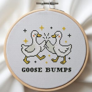 Goose Bumps Funny Cross Stitch Pattern PDF. Trendy Goose Joke Cute. Animal Humor. Whimsical Goose Embroidery Chart Instant Download