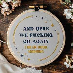 Zabawny wzór haftu krzyżykowego w formacie PDF | Sarkastyczny poranny humor, zaczynamy od nowa