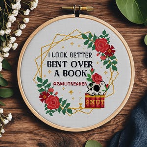 Funny Smut Reader Cross Stitch Pattern – Spicy Book Quote Decor (PDF)