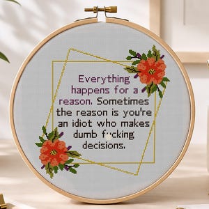 Funny Sweary Cross Stitch Pattern – Sarcastic Quote, Adult Rude Decor (PDF)