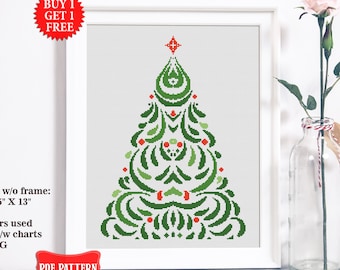 Christmas cross stitch pattern. Xmas cross stitch PDF Christmas tree embroidery Christmas gift Counted cross stitch Modern cross stitch easy