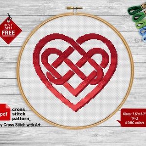 Celtic heart cross stitch pattern. Ireland cross stitch. Celtic cross stitch. Easy, counted cross stitch PDF. Celtic knot embroidery design
