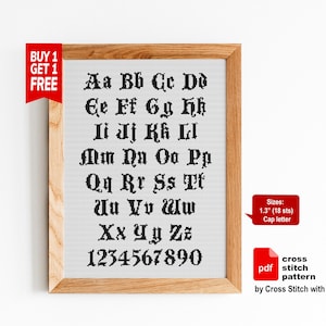 Fonte gótica nº 6 Padrão de ponto cruz - Alfabeto ABC ponto cruz PDF - Gráfico de ponto cruz de letras contadas - Design de bordado de letras - Texto