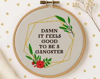 Grappig gangster-kruissteekpatroon: sarcastisch snauw citaat (pdf-download)