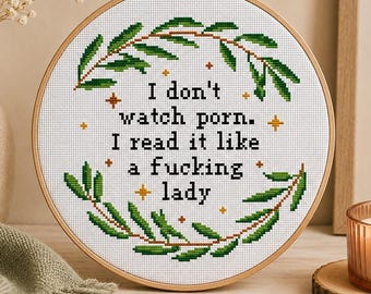 Snarky feministisches Kreuzstichmuster: Lustiges literarisches Zitat, Booktok Humor Stickdatei