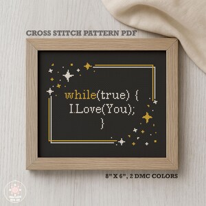 Ich liebe dich Code Kreuzstich Muster PDF, Nerd Stickdatei, lustiges Geschenk für Nerds