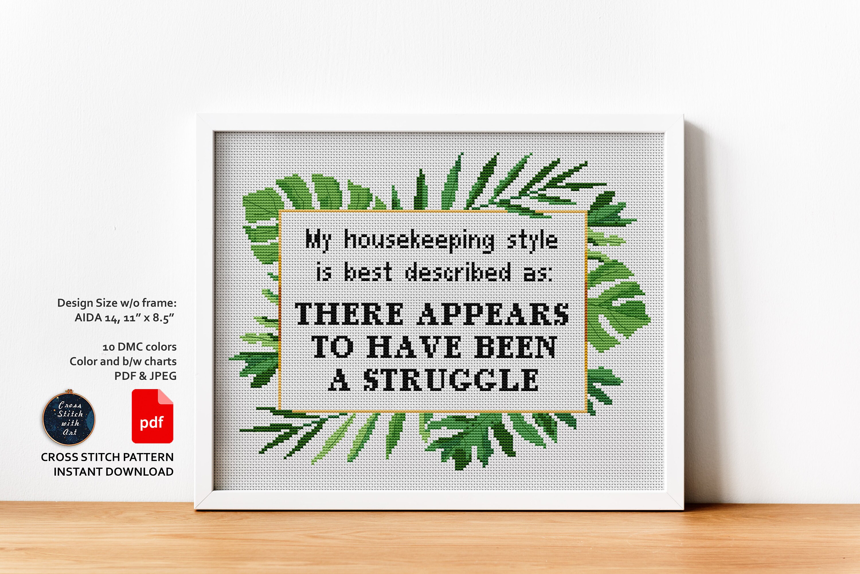 My Housekeeping Style Cross Stitch Pattern. Snarky Cross Etsy