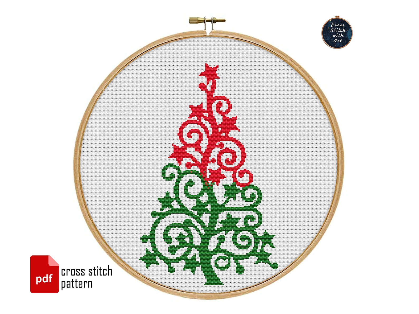 Xmas Tree Cross Stitch Patterns. Easy Christmas Cross Stitch Etsy