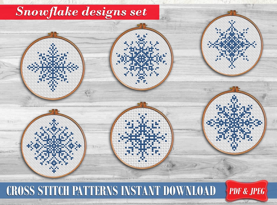 Snowflake Cross Stitch Pattern PDF Merry Christmas Cross Etsy UK