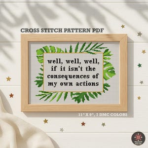 Consequences Of My Own Actions. Funny Sarcastic Cross Stitch Pattern (PDF Download)
