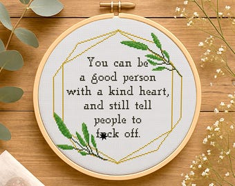 Funny F*ck Off Cross Stitch Pattern, Snarky Floral Design (PDF)