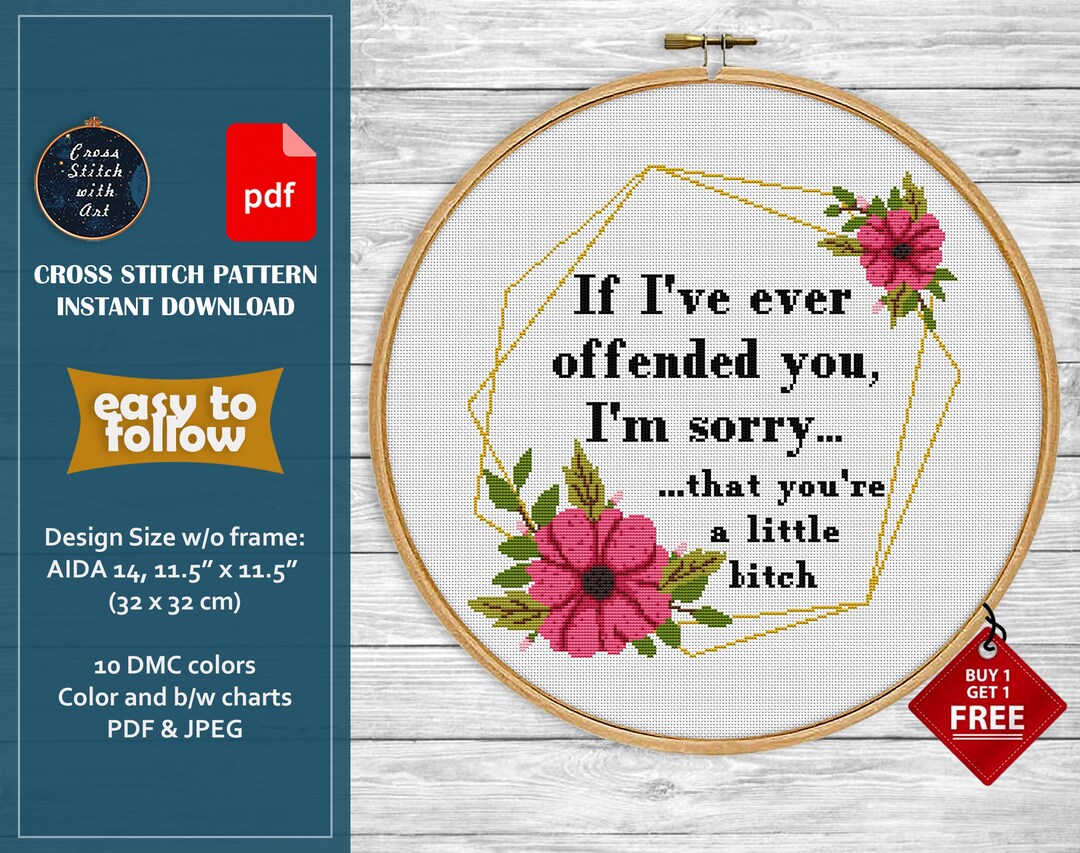 Sarcastic Cross Stitch Pattern. I'm Sorry You're a - Etsy India