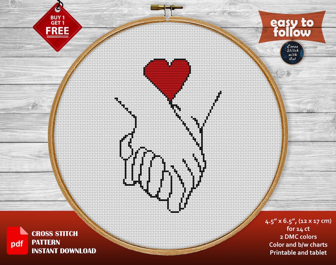 Valentines Cross Stitch Pattern. Heart Cross Stitch PDF. Easy Cross Stitch. Modern Simple Cross Stitch Beginner. Hands, Counted Love Xstitch - Etsy valentines-cross-stitch-pattern-heart-cross-stitch-pdf-easy-cross-stitch-modern-simple-cross-stitch-beginner-hands-counted-love-xstitch-etsy