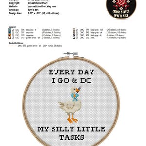 Silly Goose Meme Cross Stitch Pattern PDF, Snarky Quote Tasks Embroidery image 6