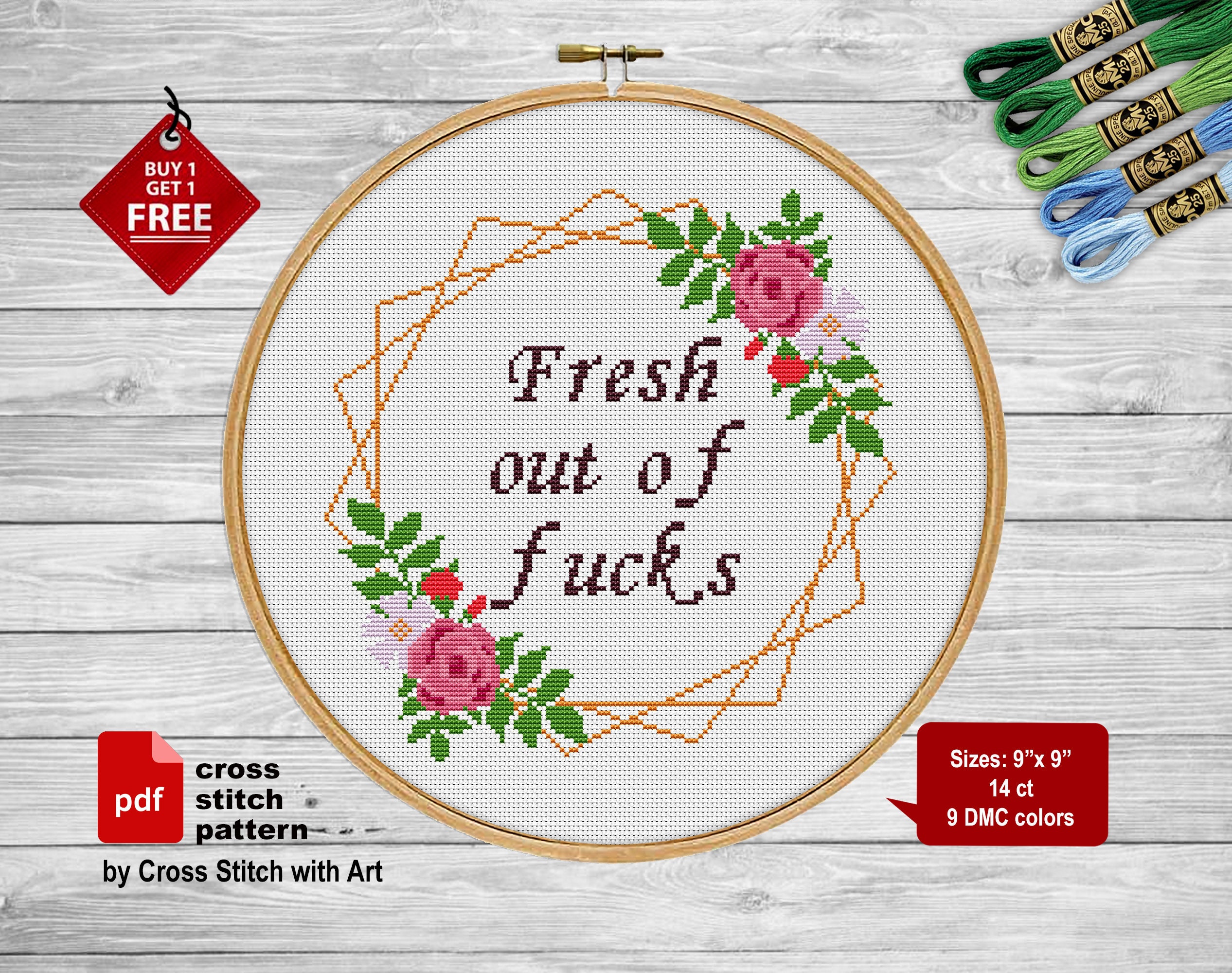 Rude Cross Stitch Pattern. Fresh Out of Fcks. Snarky Cross Etsy UK