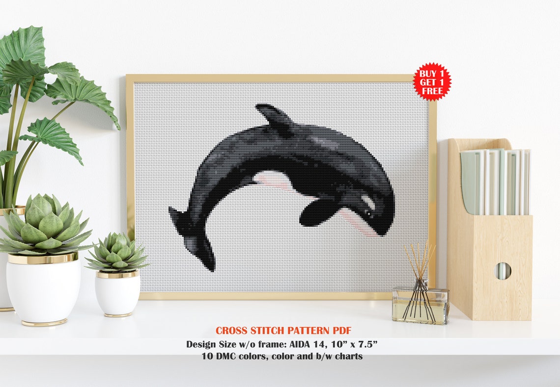 Orca Cross stitch pattern. Killer whale cross stitch PDF. | Etsy