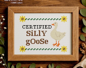 Silly Goose Cross Stitch Pattern - Trendy Meme, Snarky Animal Embroidery (PDF)