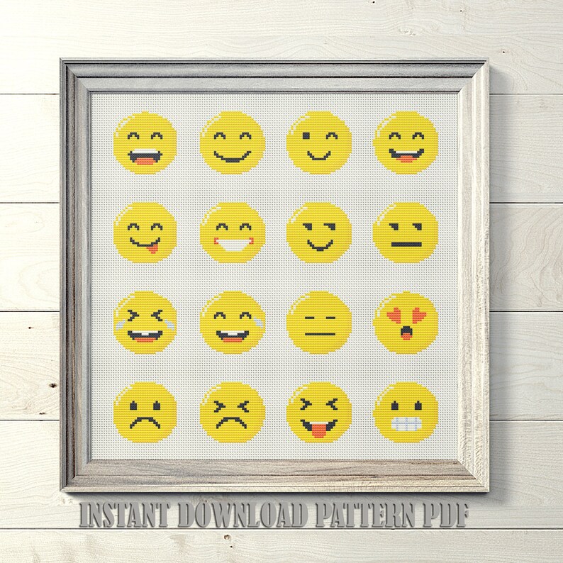 Emoji Cross Stitch Pattern Modern Cross Stitch Smile Design - Etsy