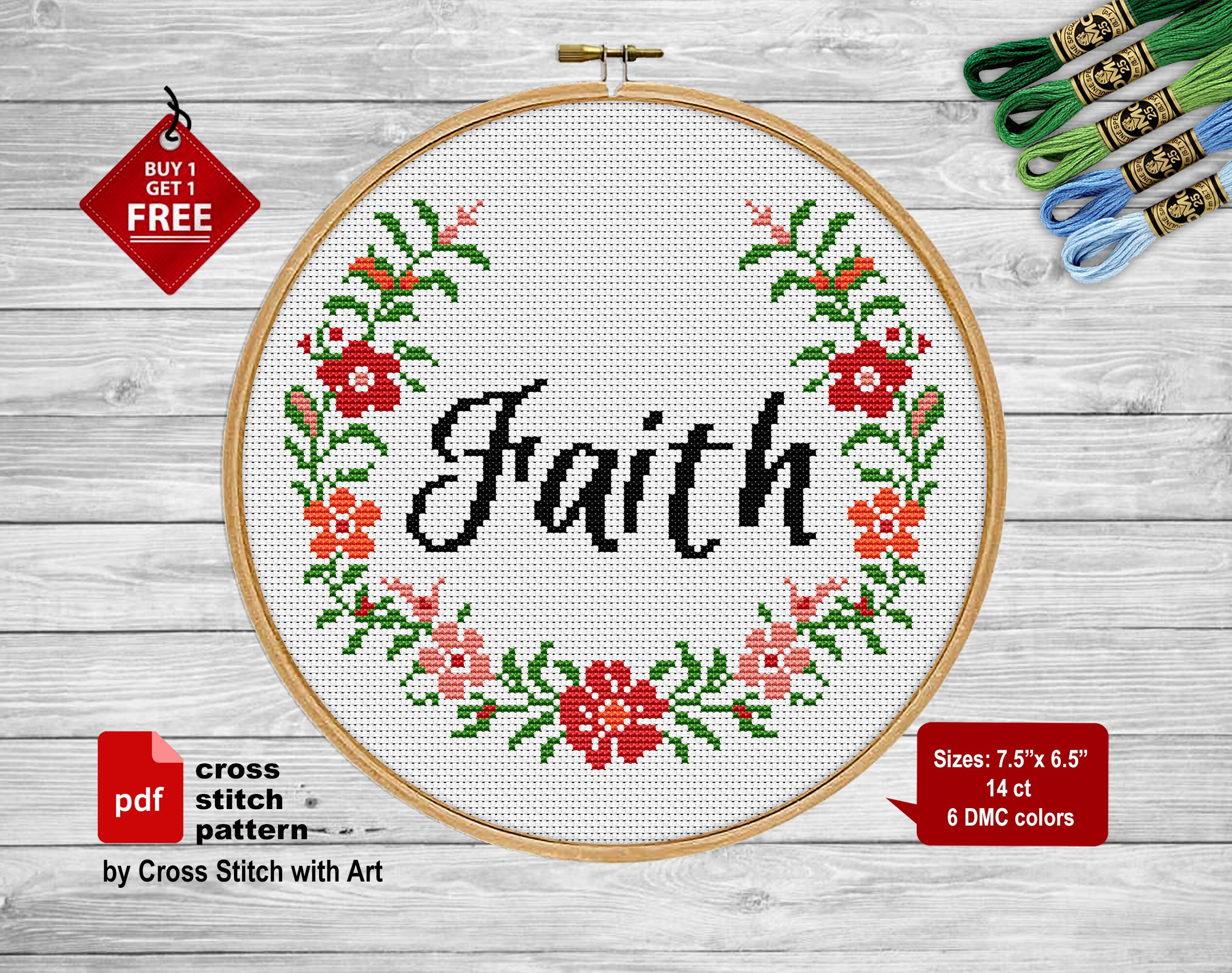 Faith cross stitch pattern. Christian cross stitch Home decor Etsy