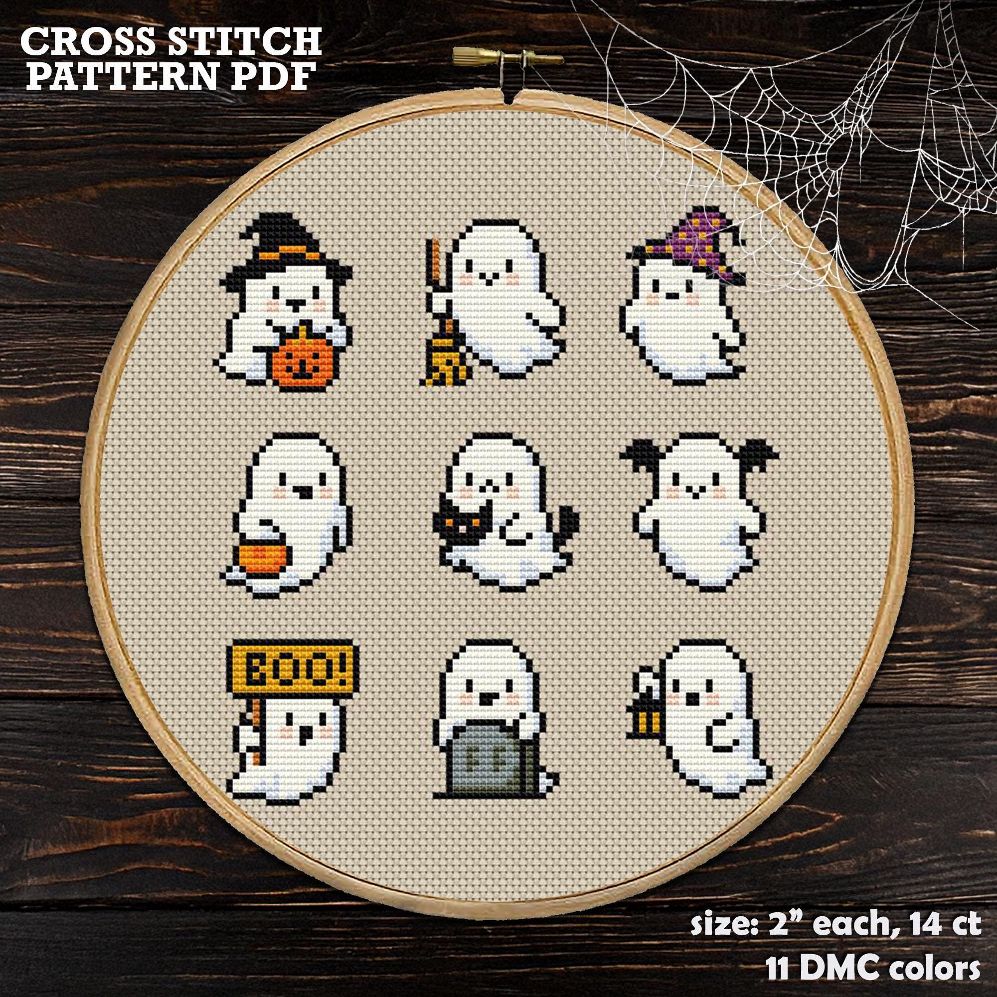 Cute Halloween Ghosts Cross Stitch Pattern PDF Instant Download. Mini ...