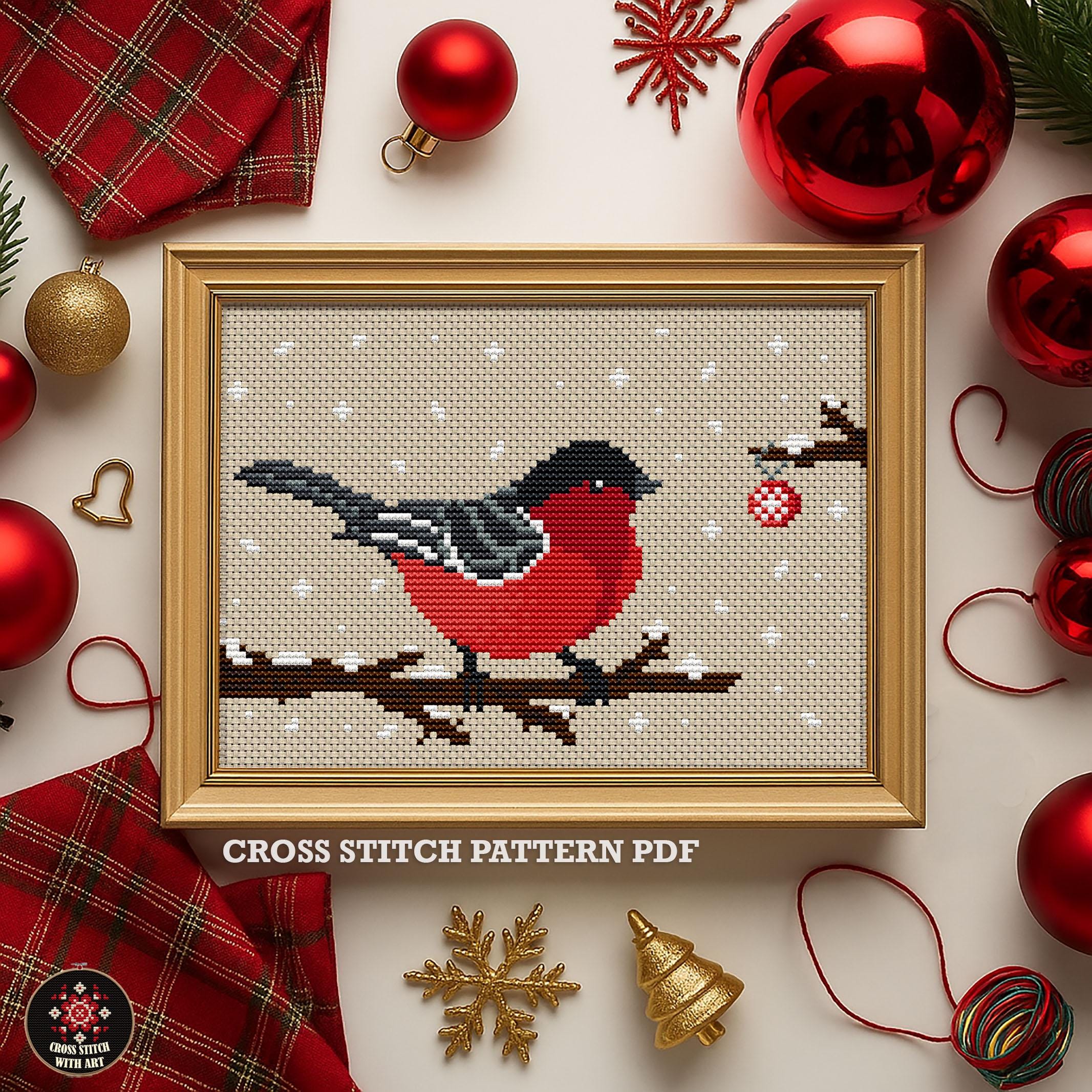 ロビンページ クリスマスオーダー クリスマスのロビンのクロスステッチパターン、冬の鳥の刺繍（PDF