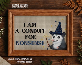 Conduit for Nonsense Cross Stitch Pattern: Funny Opposum, Quirky Possum (PDF)