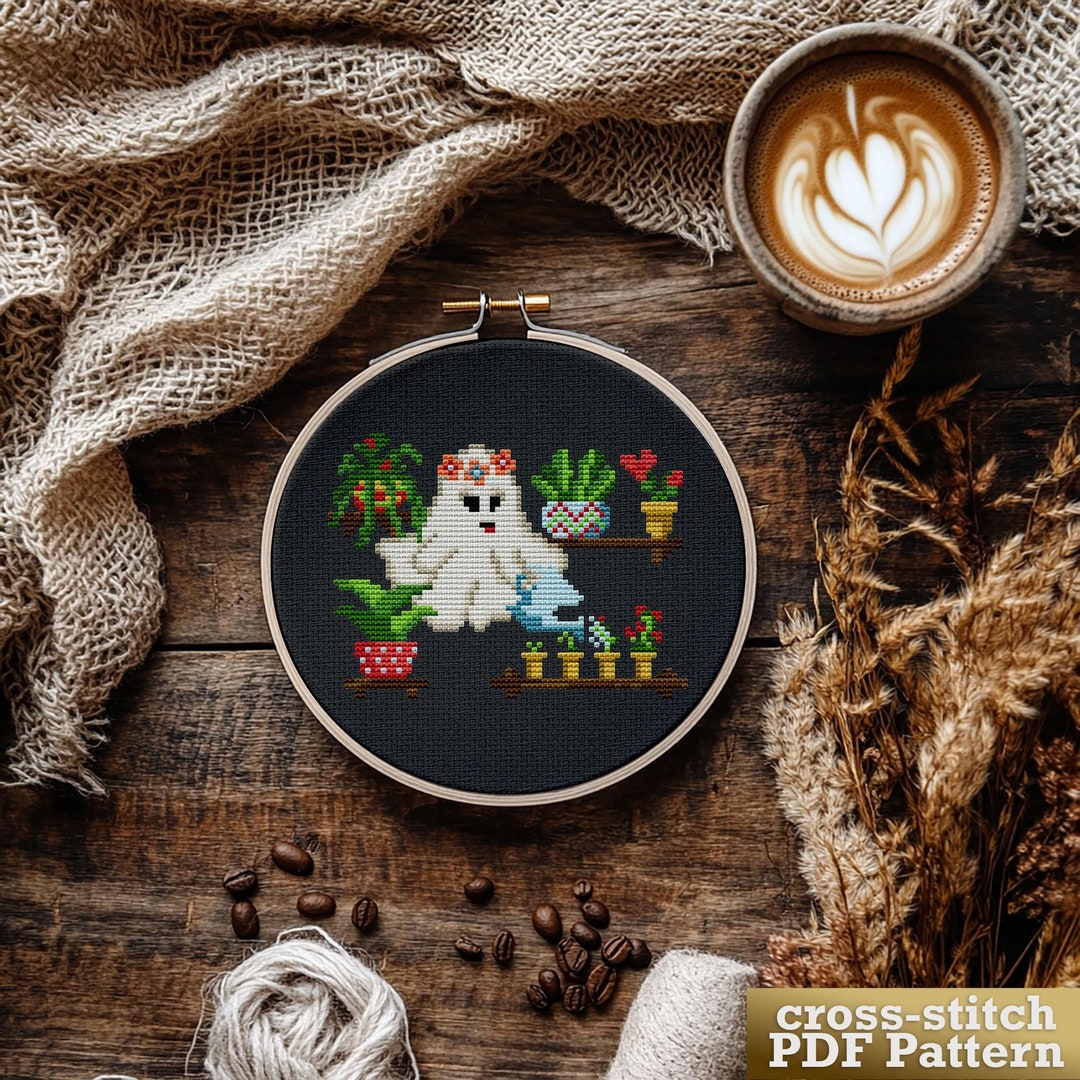 Plant Mom Ghost Cross Stitch Pattern PDF Instant Download. Easy ...