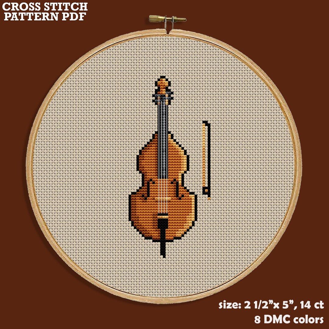 コントラバスのクロスステッチパターン、音楽刺繍（PDF） - Etsy 日本