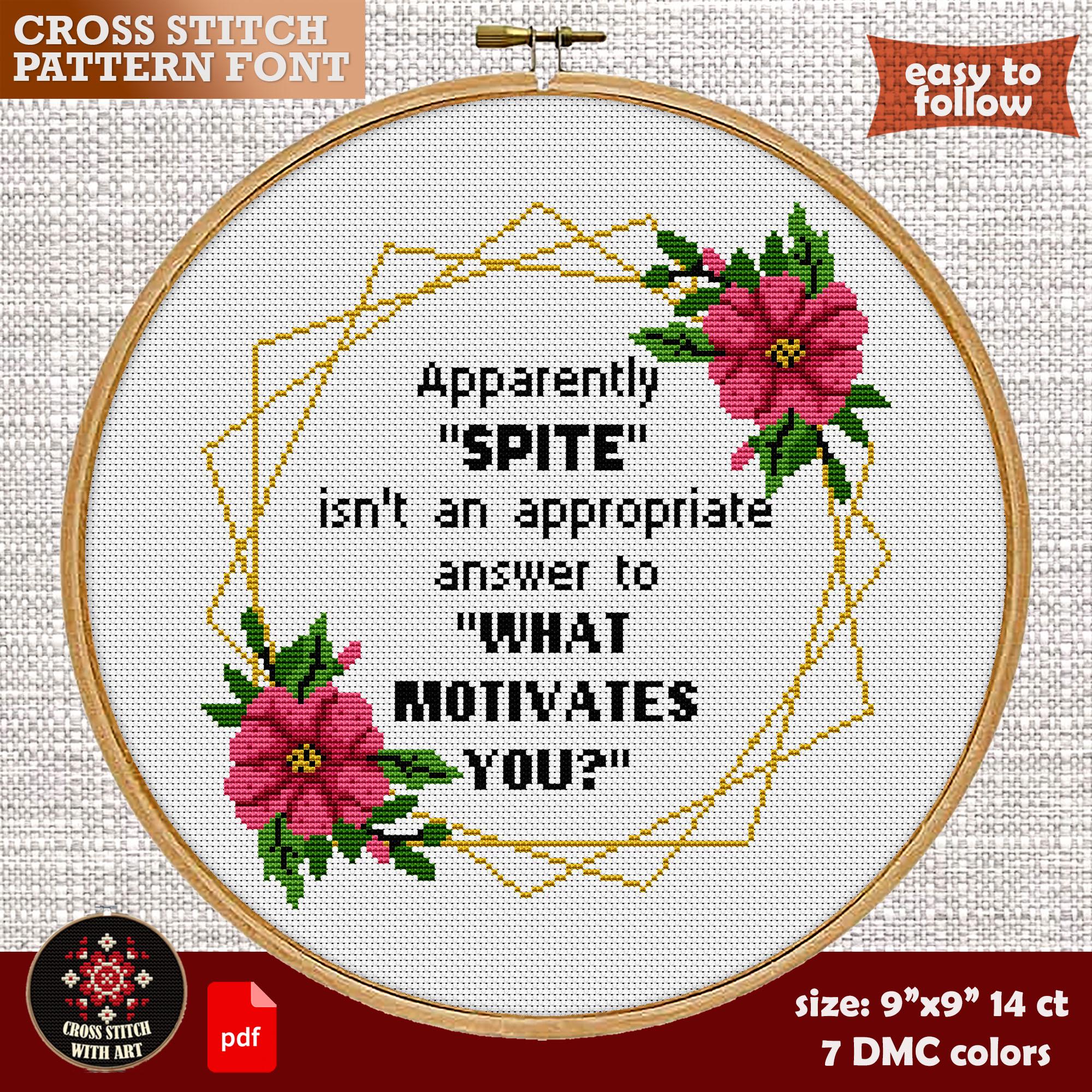 Funny Floral Cross Stitch Pattern – Sarcastic Witty Quote (PDF) - Etsy