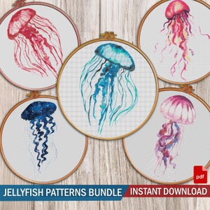 Jellyfish Cross Stitch Pattern Bundle (PDF Download)