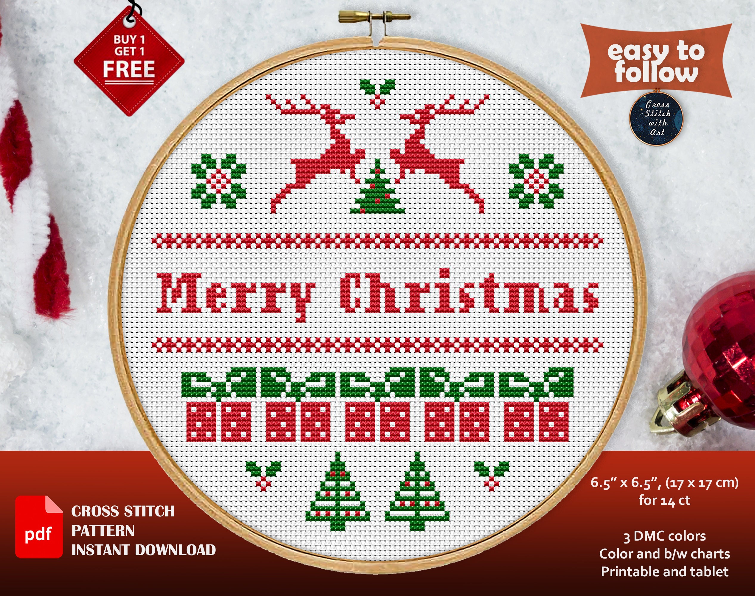 Merry Christmas Cross Stitch Pattern - Cross Stitch and Patterns