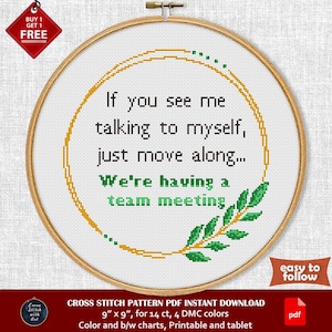 Funny cross stitch pattern. Sarcastic cross stitch PDF. Office humor. Modern counted cross stitch. Snarky sign. We&#39;re Having a Team Meeting