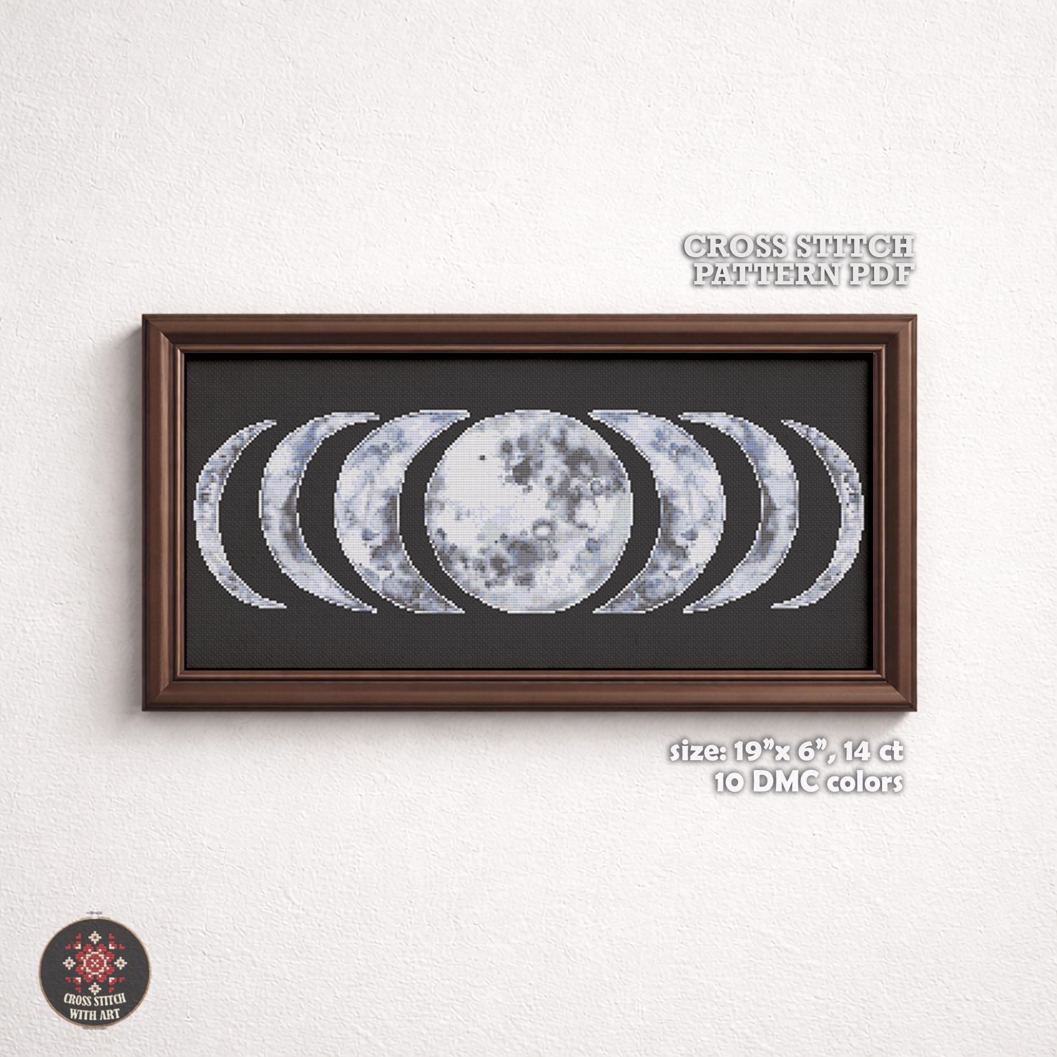Moon Studio Pattern Moon Phase Cross Stitch Pattern, Modern Space Design (PDF Download) - Etsy