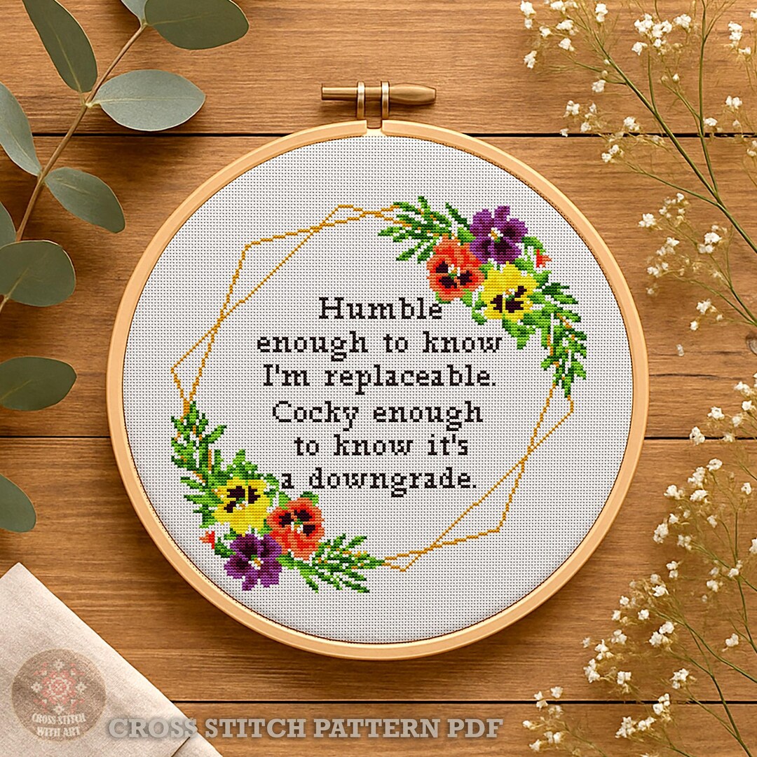 Snarky Cross Stitch Pattern: Humble Enough, Cocky Enough (PDF) - Etsy