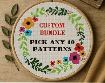 Custom Cross Stitch Patterns Bundle | Pick Any 10 (PDF Charts)