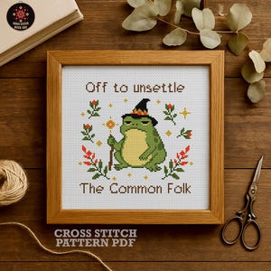 Av för att störa vanliga folket, kaotisk groda korsstygnsmönster PDF, ohämmat meme med Cottagecore Decor DIY-present