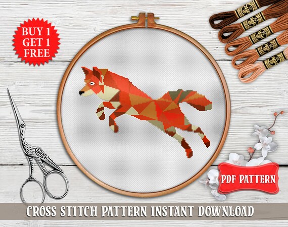 Fox cross stitch pattern modern PDF