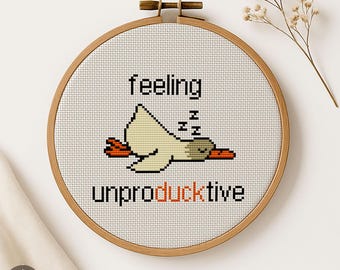 Modèle de point de croix PDF Se sentir undroducktive. Funny Duck Meme. Broderie sarcastique Silly Goose