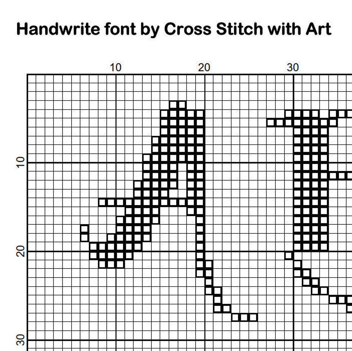 Alphabet Cross Stitch Pattern. Hand Drawn Letters Cross Stitch Etsy