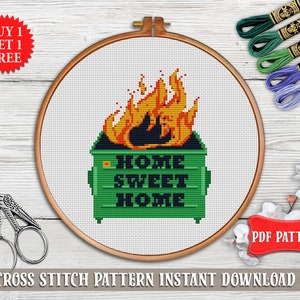 Snarky Cross stitch pattern. Home Sweet Home cross stitch PDF. Sassy rude cross stitch. Modern cross stitch.  adult gift