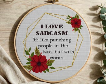 Sarcastic Flower Wreath Cross Stitch Pattern (PDF Download)