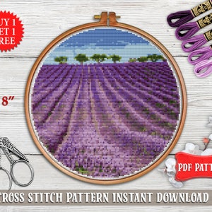 Cross stitch pattern Landscape cross stitch PDF Nature embroidery hoop art Provence cross stitch design Counted modern cross stitch picture