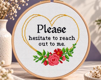 Funny Sarcastic Cross Stitch Pattern, Introvert Floral Design (PDF chart, Instant download)