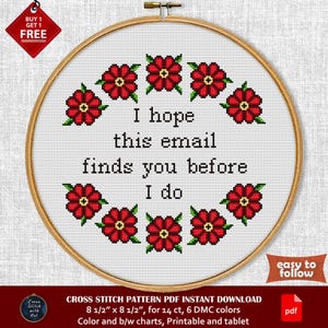 Funny cross stitch pattern. Email Finds You Before I Do. Office Humor cross stitch PDF. Snarky cross stitch. Coworker gift. Sarcastic sign