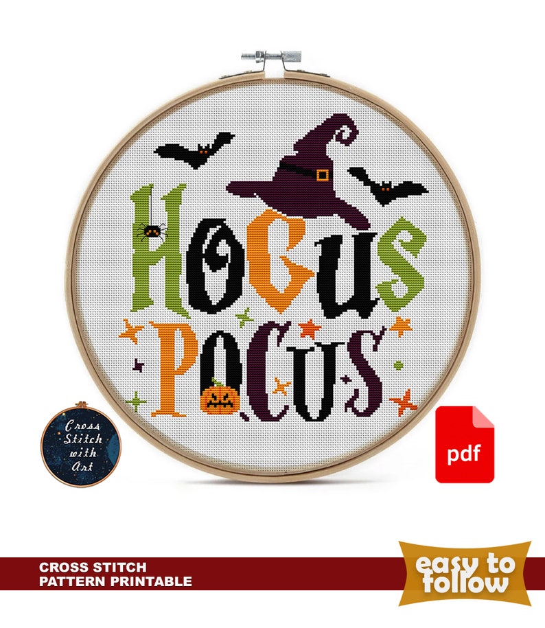 Halloween cross stitch patterns bundle. Witch please cross stitch PDF. Modern cross stitch. Easy counted xstitch. Halloween embroidery image 3