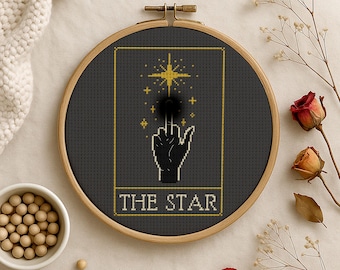 Subversive Tarot Cross Stitch Pattern: The Star, Gothic Witchy Humor (PDF)