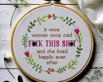 Snarky Cross Stitch Pattern for Beginners, Adult Humor, Sarcastic Quote (PDF)