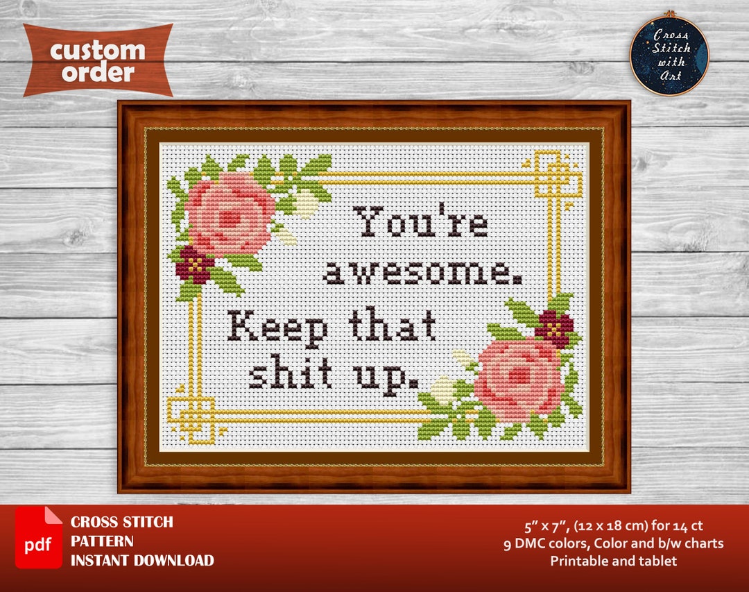 Snarky Cross Stitch Pattern. You're Awesome. Swearing Cross Stitch PDF. Sassy Cross Stitch. Cheeky Adult Embroidery. Modern Funny Xstitch - Etsy snarky-cross-stitch-pattern-you-re-awesome-swearing-cross-stitch-pdf-sassy-cross-stitch-cheeky-adult-embroidery-modern-funny-xstitch-etsy